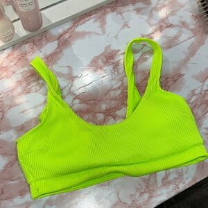 Hollister Neon Green Ribbed Bikini Top